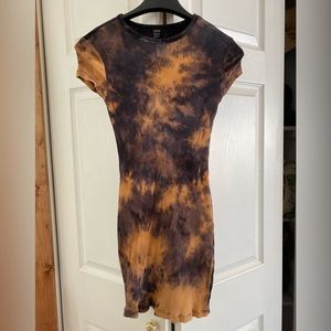 SHEIN EZwear Tie Dye Rib-Knit Bodycon Dress